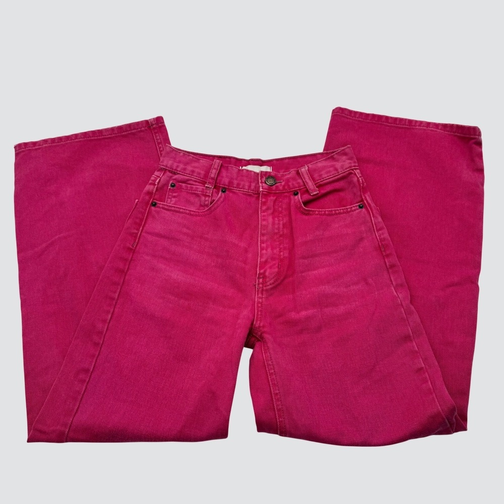 BDG High & Wide Pink Magenta Wide Leg High Rise Jeans 24 Urban Outfitters
